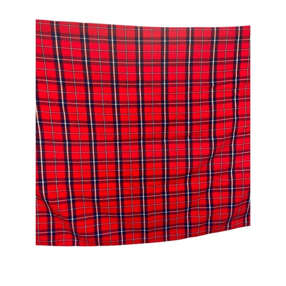 Robin Spin Knit Nakuru Kenya Tartan Red Blue Plaid Blanket 72 x 60 Tablecover - Picture 3 of 3